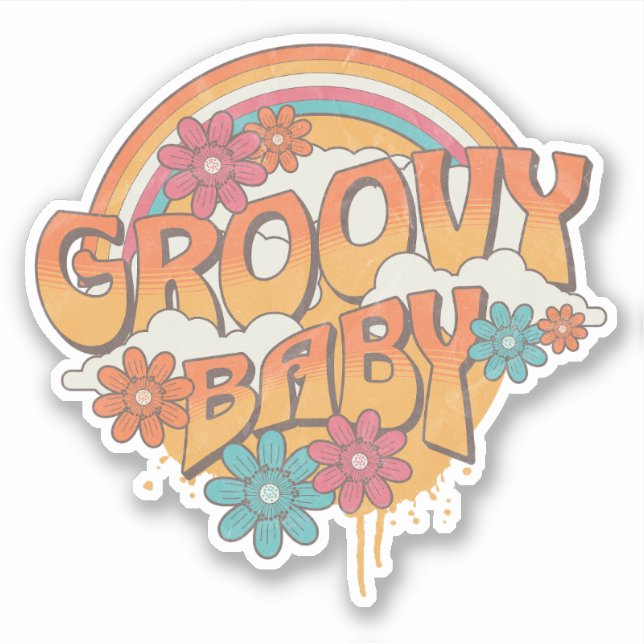 Adesivo Groovy Baby Retro style design (Frente)