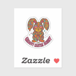 Adesivo Groovy Bunny Hippie Retro Páscoa Psicodélico