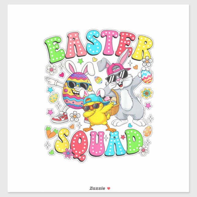 Adesivo Groovy Funny Rabbit Egg Chick Easter Squad Day Men (Folha)