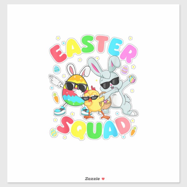 Adesivo Groovy Funny Rabbit Egg Chick Easter Squad Day Men (Folha)