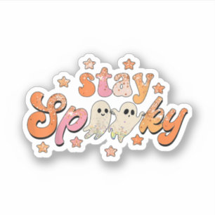 Adesivo Groovy Keep Spooky Vibes Retro Fantasma Floral Hip
