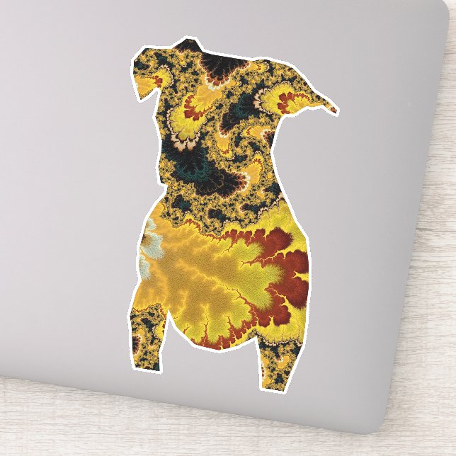 Adesivo Groovy Yellow e Red Fractal Dog Silhouette (Detalhe)