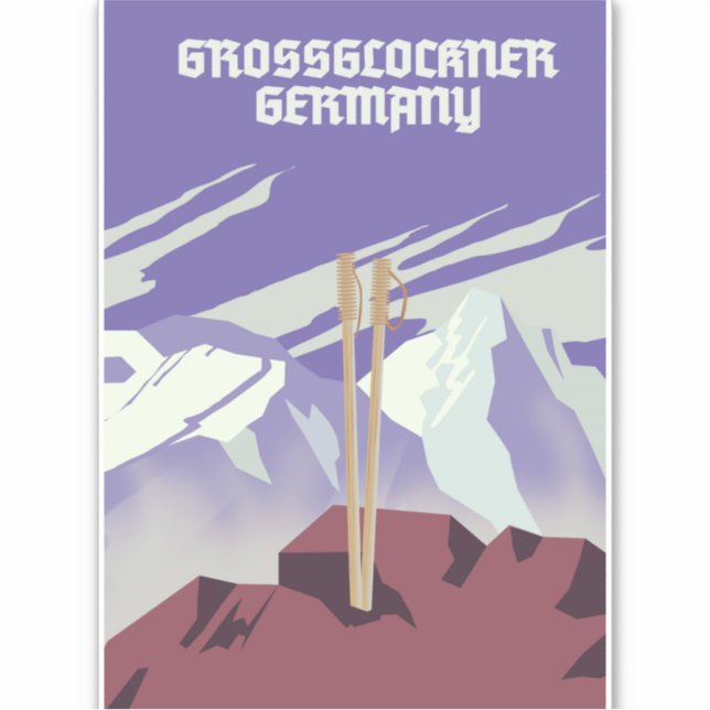 Adesivo Grossglockner Alemanha, poster de montanha. (Frente)