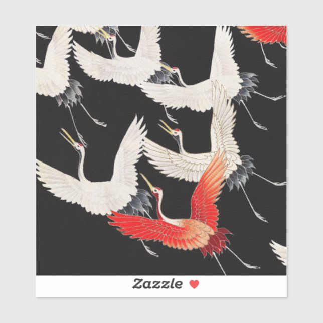 Adesivo Gruas voadoras japonesas Kimono Art (Folha)