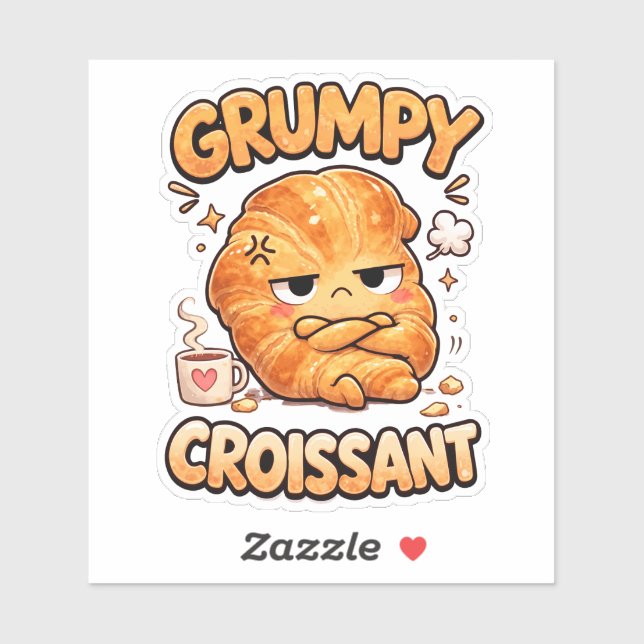 Adesivo Grumpy Croissant Custom-Cut Vinyl Sticker (Folha)
