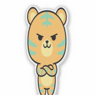 Adesivo Grumpy Orange Tiger Cute Kawaii Cartoon Sticker