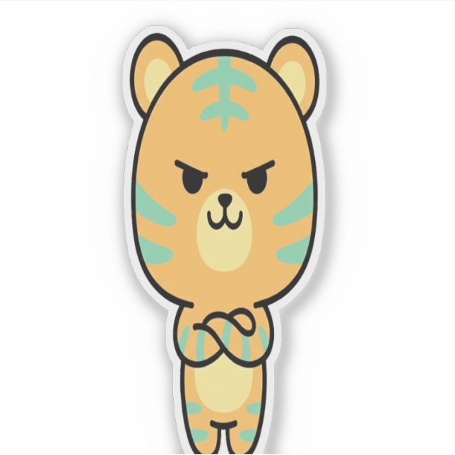 Adesivo Grumpy Orange Tiger Cute Kawaii Cartoon Sticker (Frente)