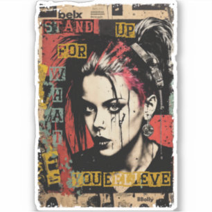 Adesivo Grunge de Grafite de Cota de Rapariga do Punk Rock