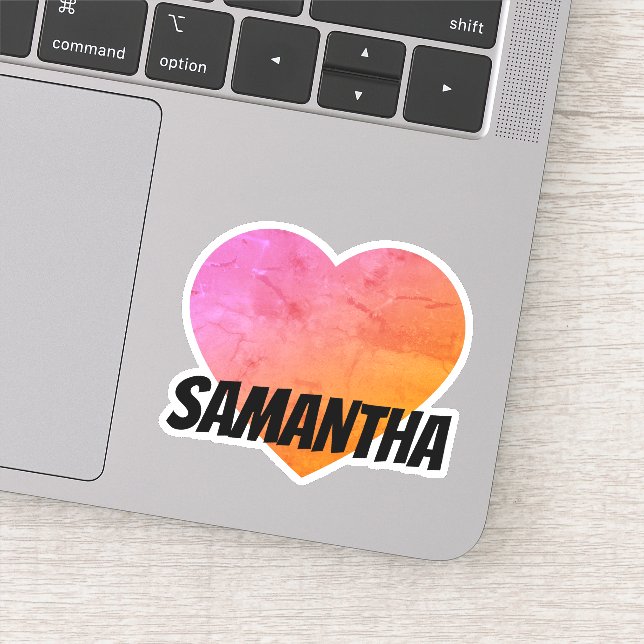 Adesivo Grunge Heart First Name com o Sticker de Texto Pre (Detalhe)