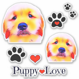 Adesivo Grupo Adjunto de ouros Puppy Love e Pawprint