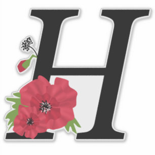Adesivo Grupo da flor, monograma H, letra H, flores,