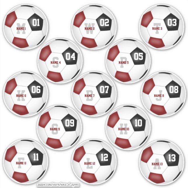 Adesivo grupo de 13 jogadores negros de futebol (Frente)