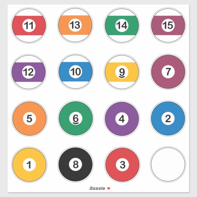 Adesivo Grupo de bolas de bilhar Snooker (Folha)