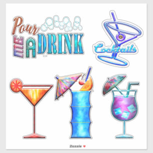 Adesivo Grupo de cocktail de verão de bebidas tropicais