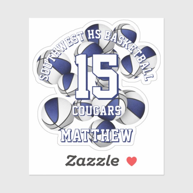 Adesivo grupo de cores da cinza azul esferas de cesto (Folha)