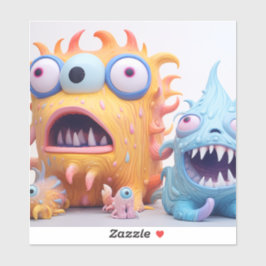 Adesivo Grupo de monstros pastel