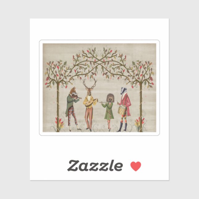 Adesivo Grupo Minstrel de Animais das Florestas (Folha)