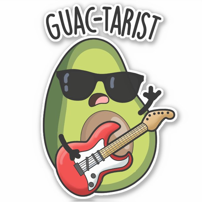 Adesivo Guac-tarist Funny Avocado Pun (Frente)