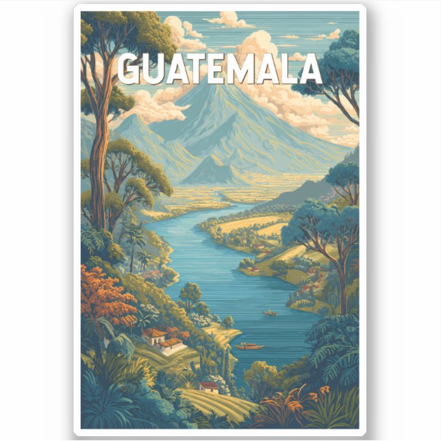 Adesivo Guatemala - Ilustração - Viagem Art Vintage (Frente)