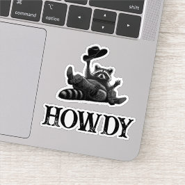 Adesivo Guaxinim Divertido 'Howdy' com Chapéu e Botas de C