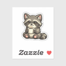 Guaxinim Fofo com Café – Animal Kawaii Aconchegant