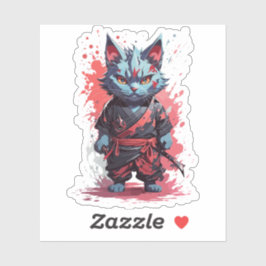 Adesivo Guerreiro Ninja Gato Cinza Aquarela Legal