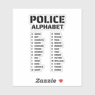 Adesivo Guia do Alfabeto Fonético Policial
