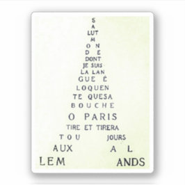 Adesivo Guillaume Apollinaire, Eiffel Calligramme
