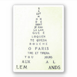 Adesivo Guillaume Apollinaire, Eiffel Calligramme