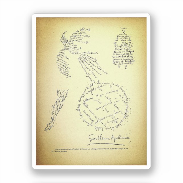 Adesivo Guillaume Apollinaire, Poème Calligramme (1920) (Frente)