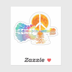 Adesivo Guitar-lago Shadow Peace Love Guitar Hippie