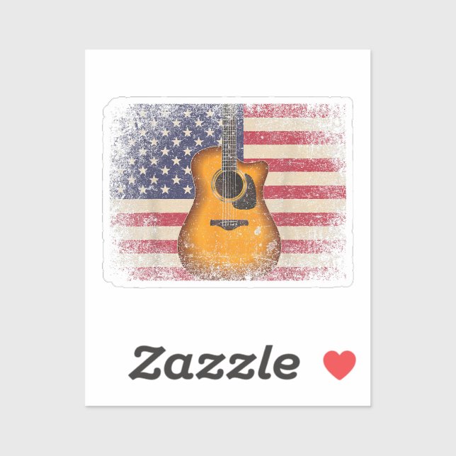 Adesivo Guitarra 4 de julho Gift American Flag USA - Count (Folha)