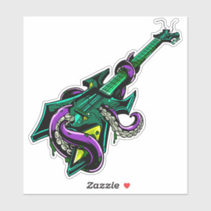 Adesivo Guitarra elétrica trashed pela música roxa do