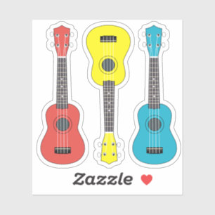 Adesivo Guitarra Ukulele em caixa de cores