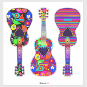 Adesivo Guitarras pintadas   Boho   Estilo Hippie