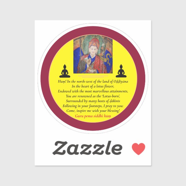 Adesivo Guru Rinpoche & Seven Line Prayer /Padmasambhava (Folha)