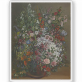 Adesivo Gustave Courbet - Buquê de Flores em um Vaso