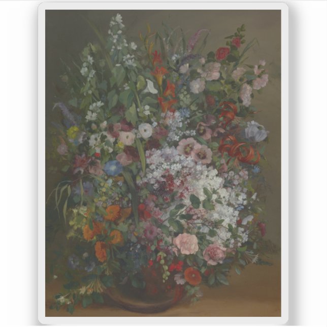 Adesivo Gustave Courbet - Buquê de Flores em um Vaso (Frente)