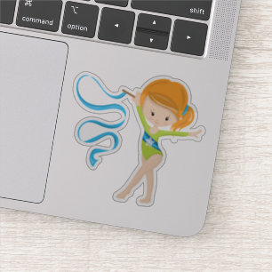 Adesivo Gymnast Rítmico Cute Red Hired Com Fita