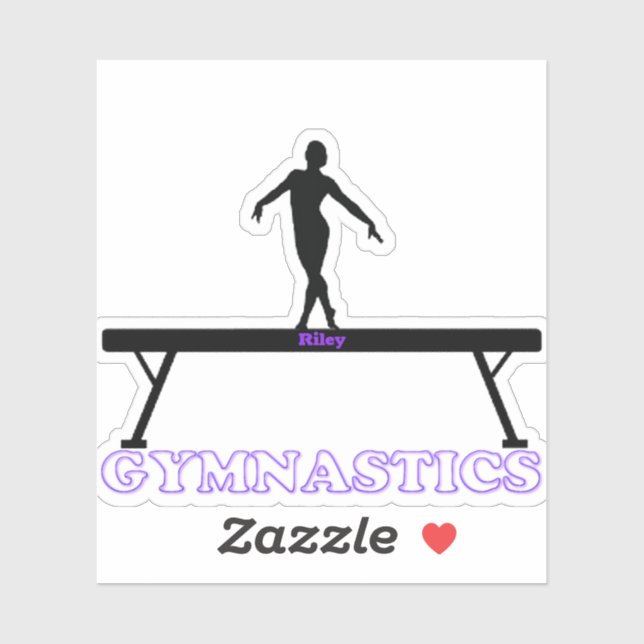 Adesivo Gymnastics Girls Balance Beam Sticker w/ Name (Folha)