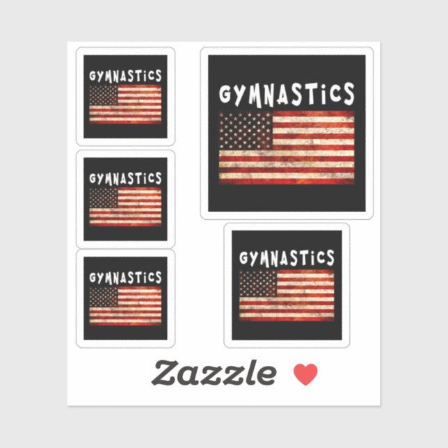 Adesivo Gymnastics Grunge American Flag (Folha)