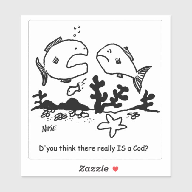 Adesivo Há um bacalhau? Cartoon. (Folha)