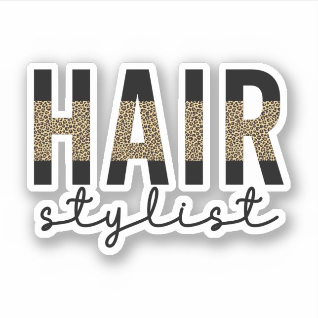 Adesivo Hair Stylist Cheetah Typografia Hairdresser Gift (Frente)