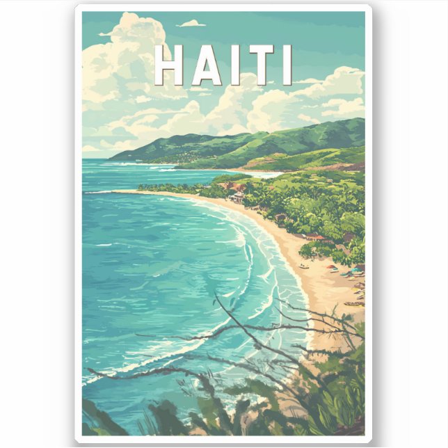 Adesivo Haiti Illustração Viagem Art Vintage (Frente)
