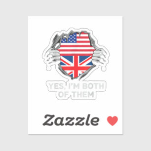 Adesivo Half American Half British USA England Flag Mens W