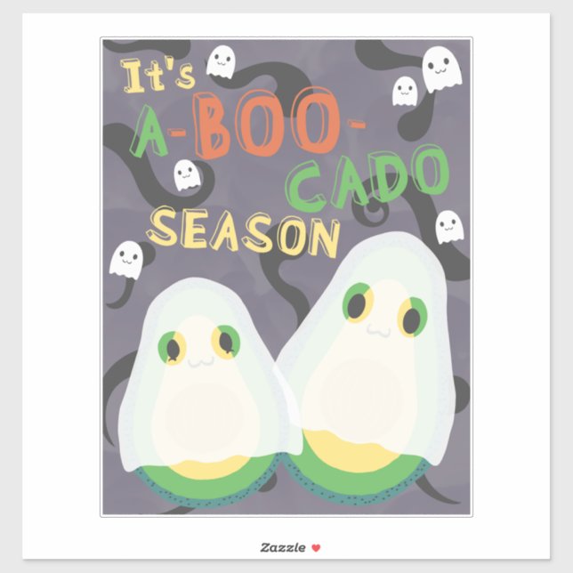 Adesivo Halloween A-BOO-Cado Spooky Cute Avocado Ghosts (Folha)