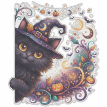 Halloween Assustador, Gato Preto Espiando