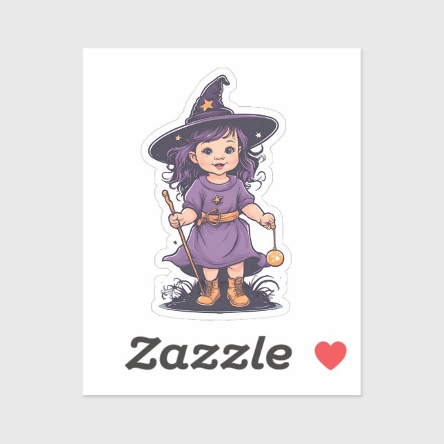 Adesivo Halloween, bruxa 16 bebê, bruxa amável, para crian (Folha)