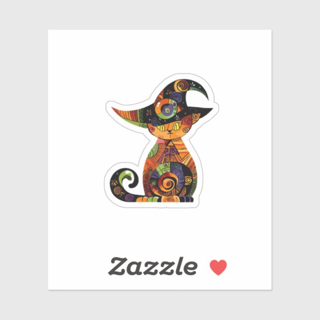 Adesivo Halloween/Cat/Magical/Colorful/abstrato (Folha)