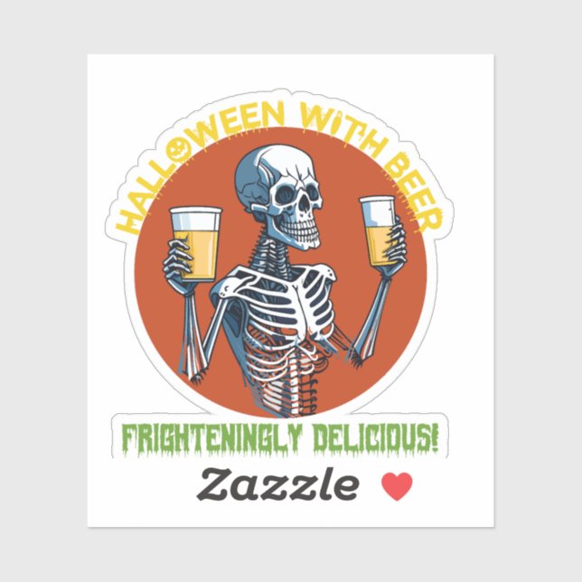Adesivo Halloween Com Cerveja (Folha)